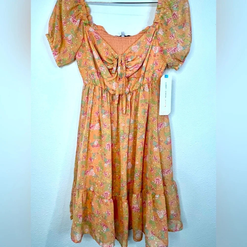 🆕 Almost Famous Orange Floral Dress